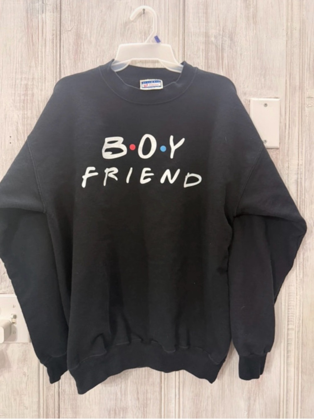 Boyfriend Graphic Crewneck Sweater - Black